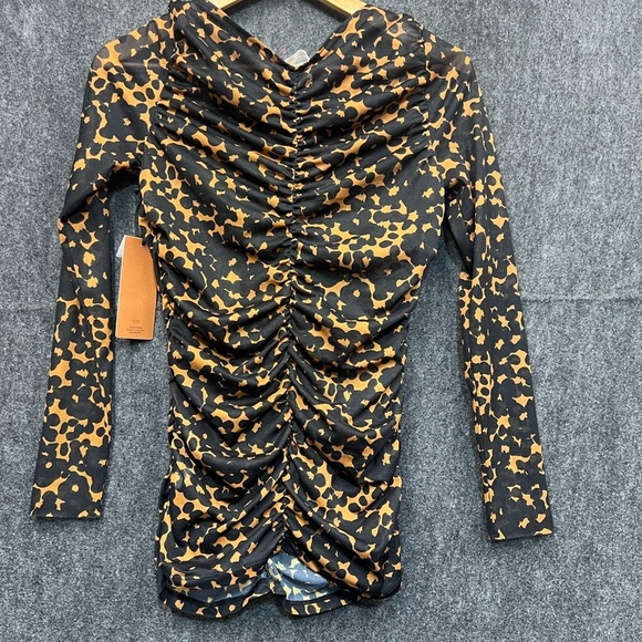 CRISTINA MARTINEZ/Nordstrom Ruched Print Top In Brown Bloom Smudge Size Medium - Picture 13 of 16